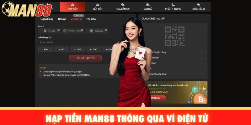 Nạp tiền Man88 thông qua ví điện tử