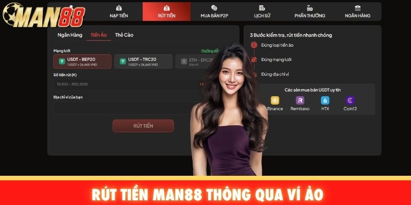 Rút tiền Man88 thông qua ví ảo