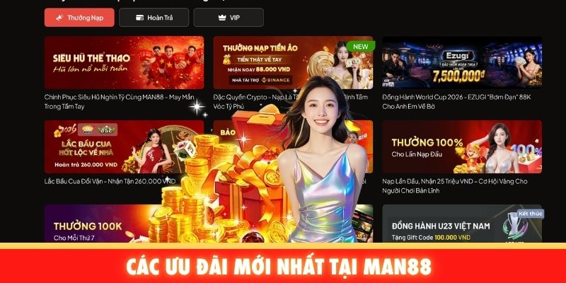 Các ưu đãi mới nhất tại Man88