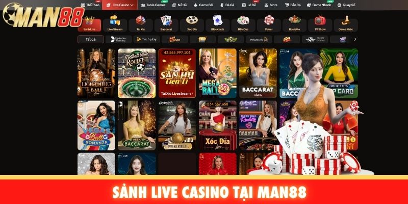 Sảnh Live Casino tại Man88